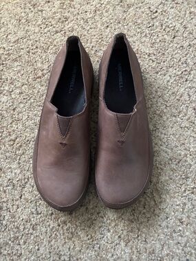 Merrell Men's Brown Leather Slip-On Casual Loafers